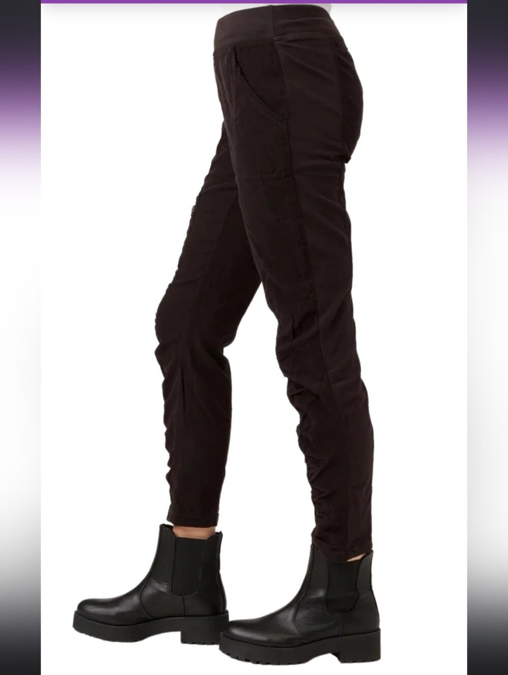 XCVI Wearables Malanda Stretch Corduroy Cargo Pull On Pants Black Large - Picture 8 of 9